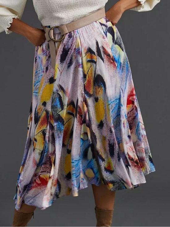 Anthropologie Dresses & Skirts - Anthropologie Women’s Midi Abstract Colorful Print Zip Skirt- Size 14